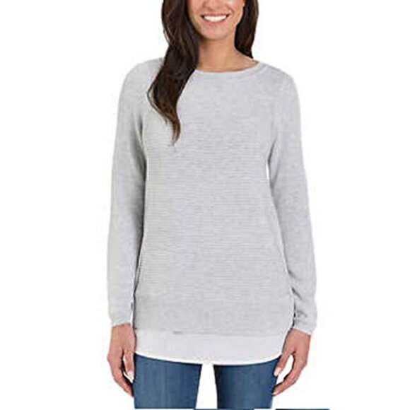 Hilary Radley Layered Gray Knit Sweater Size XL - Picture 1 of 4